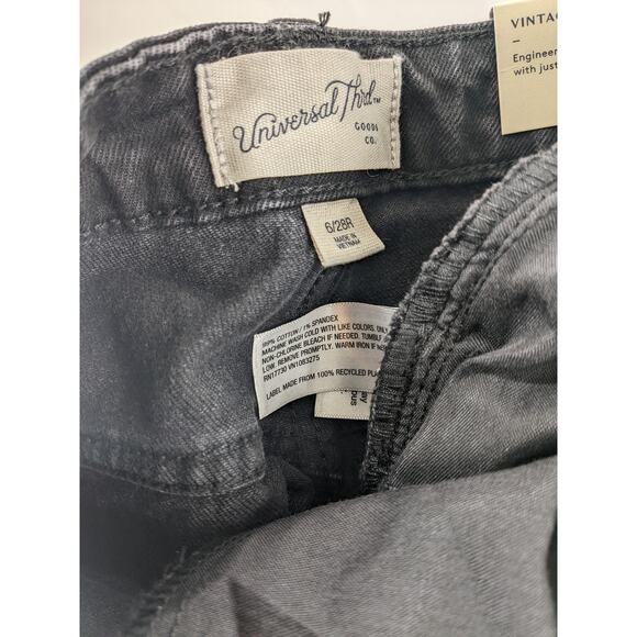 Universal Thread Curvy Jeans 6 Black Vintage Stretch Straight Leg Denim Cropped - Picture 11 of 13